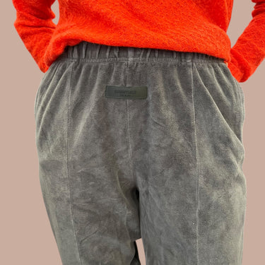 Jogger gris en velours pour femmes M