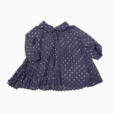 Robe à col claudine anthracite 'coeurs' 6-12M