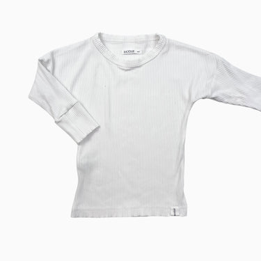 Chandail blanc en bambou et spandex cotelé 2-4Y