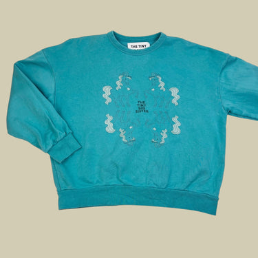 Pull turquoise 'chevaux' en coton pima et coton pour femmes 36EU