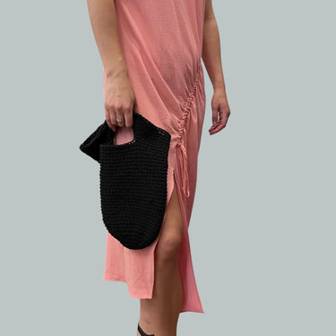 Sac à main noir en poly et coton tressé pour femmes OS