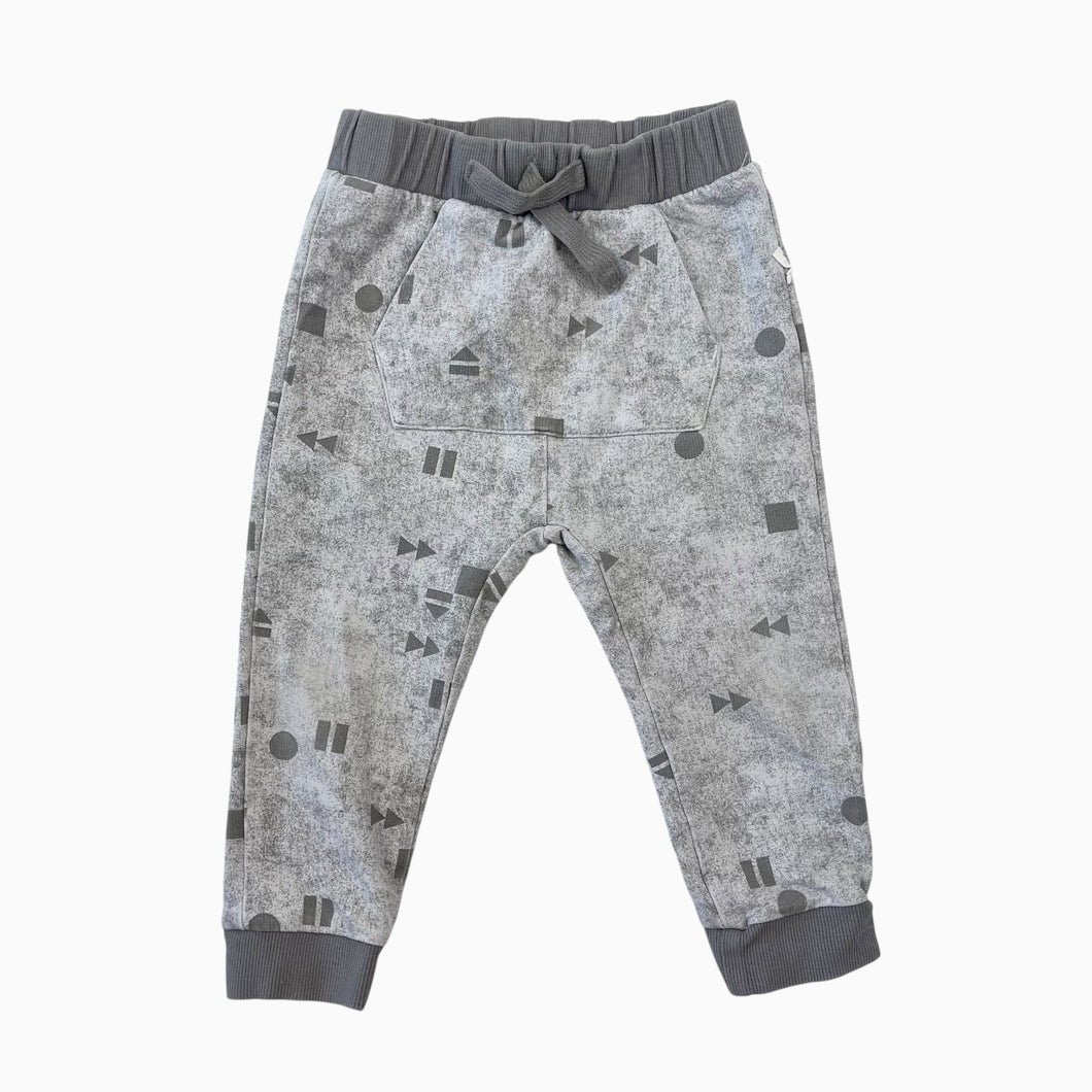 Pantalon de jogging gris en coton élastane à imprimé géométriques 24M