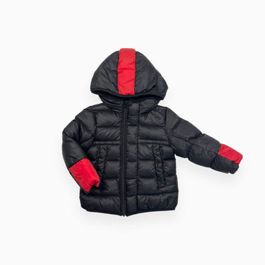 Manteau en duvet noir avec bandes rouges 2Y