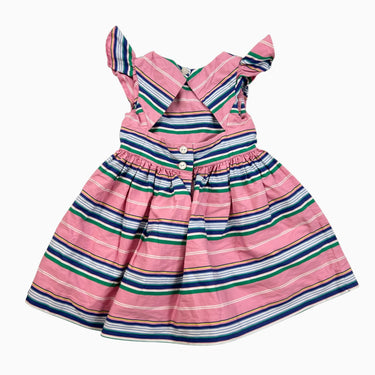 Robe rose en coton à rayures 18M