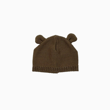 Tuque ocre 'teddy' en tricot d'acrylique et laine NB