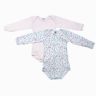 Duo de cache-couche rose pâle et aqua à pois colorés 18M