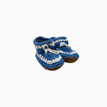 Pantoufles bleues et blanches en tricot de laine 14.5CM 2Y