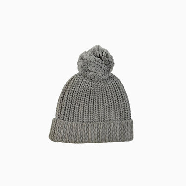 Tuque avec pompon grise en tricot 2Y+