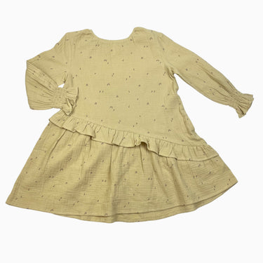 Robe ocre notes de musique en mousseline 6-7Y
