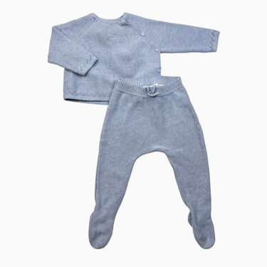 Ensemble pull et legging bleu en tricot 6-9M