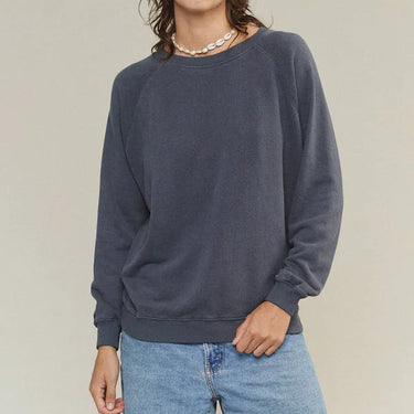 Pull bleu acier 'Bonfire raglan' en coton bio et chanvre pour femmes XS