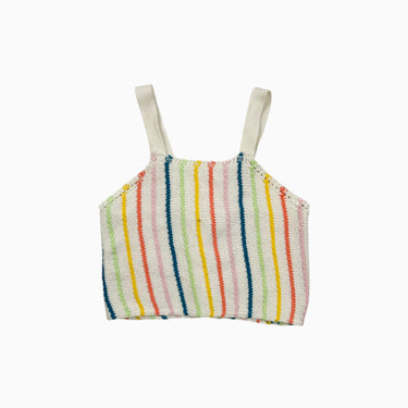 Camisole cropped vanille à rayures colorées en tricot 7Y