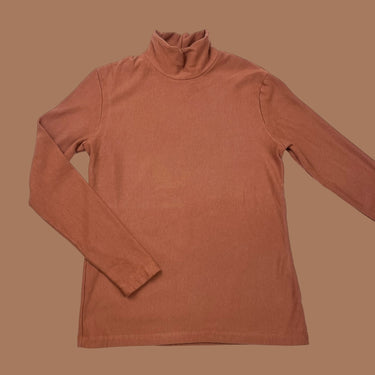 Pull à col roulé caramel en bambou, coton et spandex pour femmes M