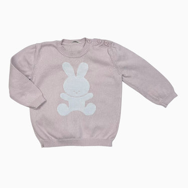 Pull rose pâle 'lapin' en tricot de coton 18-24M