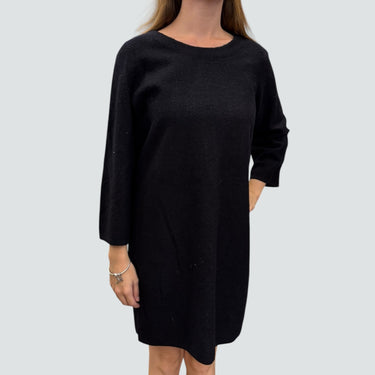 Robe marine profond en laine bouclée pour femmes XS