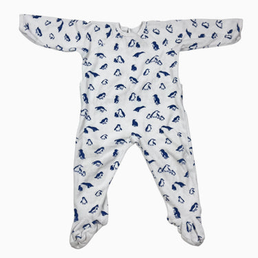 Pyjama blanc à imprimé pingouins en ratine de coton 24M