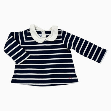 Haut col claudine marine rayé 12M