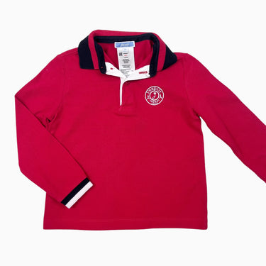 Chandail rouge à col polo marine en coton piqué 4Y