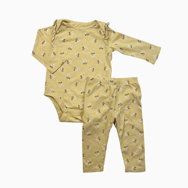 Cache-couche avec legging jaune fleuri 6-12M