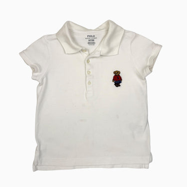 Polo blanc 'ourson' en coton piqué 4Y