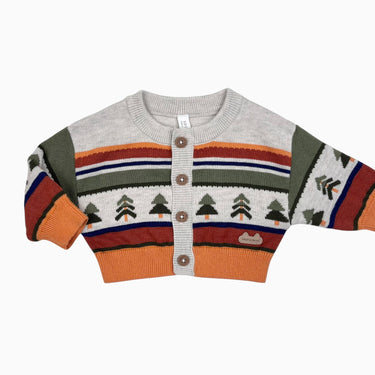 Cardigan 'sapins' en tricot de coton 0-3M