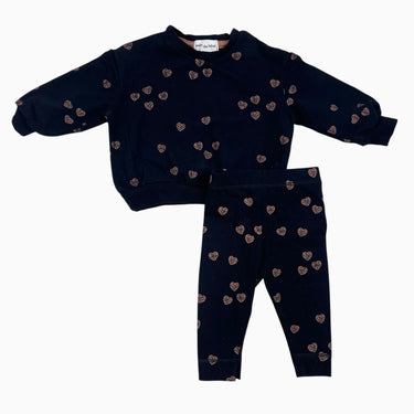 Ensemble pull et legging noir en coton à imprimé coeurs basket-ball 3M