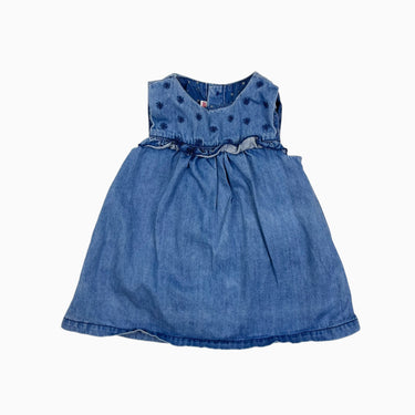 Robe en coton chambray 'fleurs brodées' 6-9M