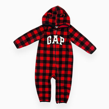 Pyjama en polar avec capuchon à carreaux 18-24M