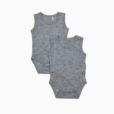 Duo de cache-couche gris étoiles en laine et soie 1-3M