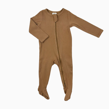 Pyjama caramel en coton bio côtelé 12-18M