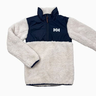 Pull crème demi-zip en peluche et en nylon marine 122 (7Y)