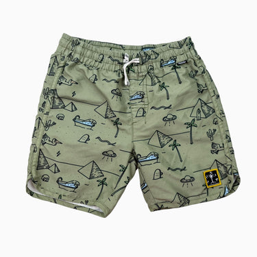 Maillot short vert sauge palmiers 6Y