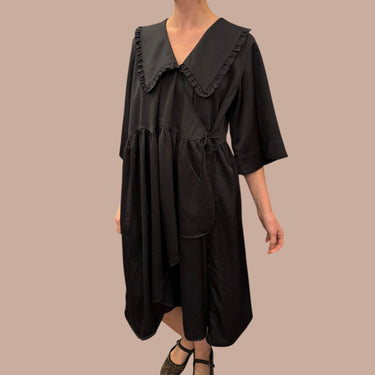 Robe à col claudine noire en poly pour femmes L/XL