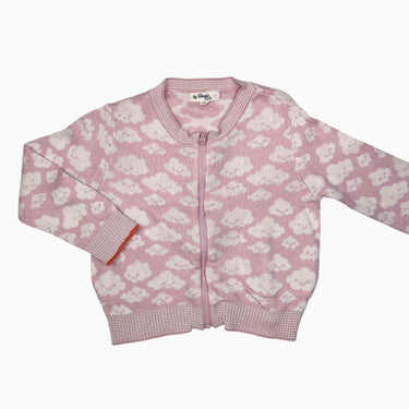 Veste rose 'nuages' en tricot de coton 2-3Y