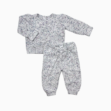 Ensemble gris 'confettis' en tricot 6-12M
