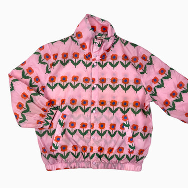 Veste style coupe-vent rose fleurie rouge 6Y