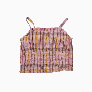 Camisole cropped rose carreauté avec smock 4Y