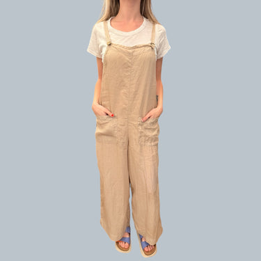 Salopette sable en lin fait au É-U pour femmes XS
