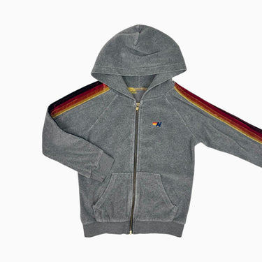 Veste à capuchon grise avec liseré en velours 10Y