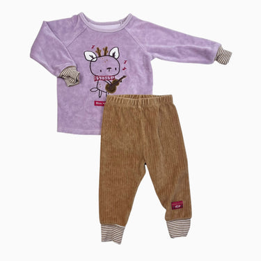 Pyjama mauve 'renne' en velours 9-12M