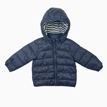 Manteau puffer léger à capuchon marine 6-9M