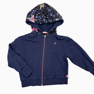 Veste marine à capuchon à paillettes étoiles 6Y