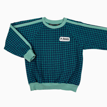 Pull pied de poule marine et vert 5-7Y