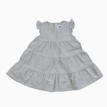 Robe rayure sauge volant 12M