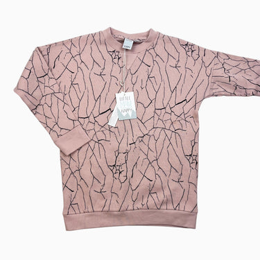 Pull rose avec traits 116-122CM 6-7Y