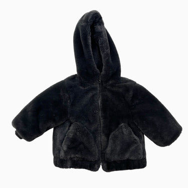 Manteau noir en peluche 9-12M