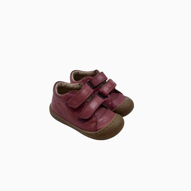 Souliers en cuir à velcro rouge fraise 21EU