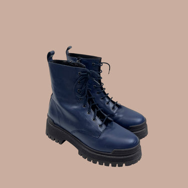 Bottines bleues en cuir pour femmes 36EU