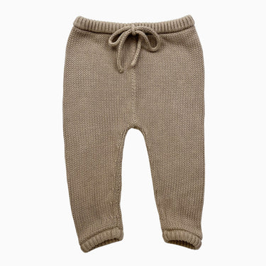 Pantalon beige en tricot de coton bio T.0 (6-12M)