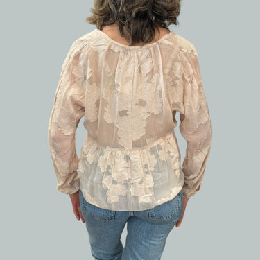 Blouse rose poudré en chiffon 'dévoré floral' pour femmes M